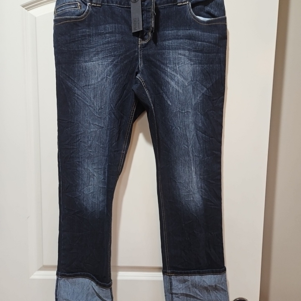 Lane Bryant Womens Blue Jeans Straight Leg With Cuff Size 16 Average